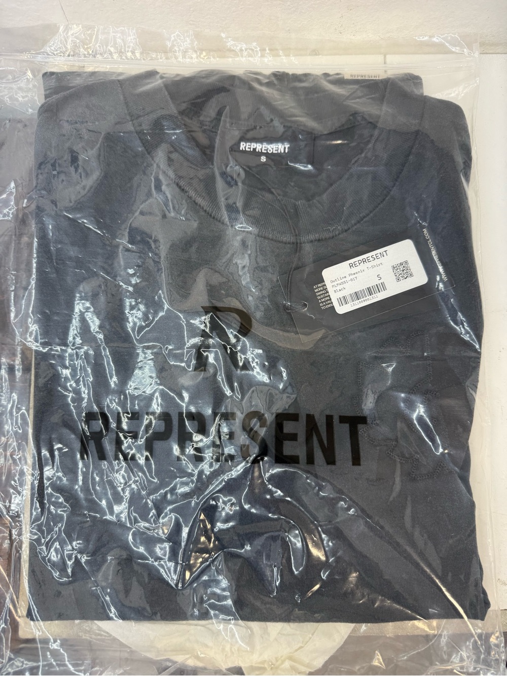 Represent X Belstaff Outline Phoenix acid wash Mens Black Crewneck Logo T-Shirt - Picture 8 of 12